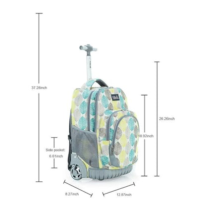 Tilami Kids Rolling Backpack 18 inch Boys and Girls Laptop Backpack, Leaves - color: Leaves