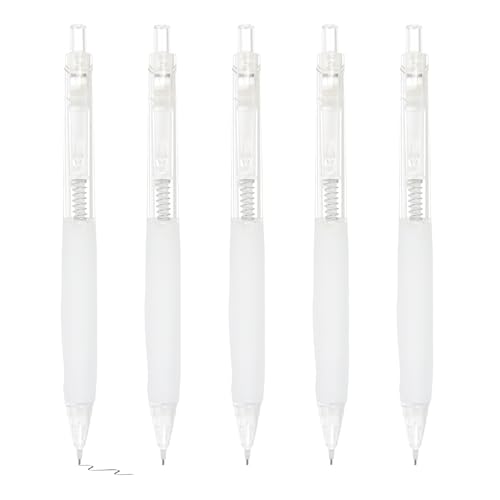 M&G 5Pcs Mechanical Pencil Set, 0.7mm Mechanical Lead Pencils for Drafting Sketching Art Class Writing Office Classroom, White