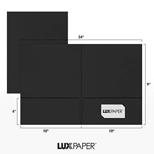 LUXPaper 9" x 12" Presentation Folders | Two Pocket | Midnight Black | 100lb. Cover | 10 Qty - color: Midnight Black