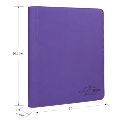 Toploader Binder,Toploader Hard Cases, 9-Pocket Pages Sleeves Hold up 288 Cards.Toploader Card Binder with Sleeves for “3×4” rigid，Card Holder(purple) - color: purple1, size: 9 Pocket 288 Toploader