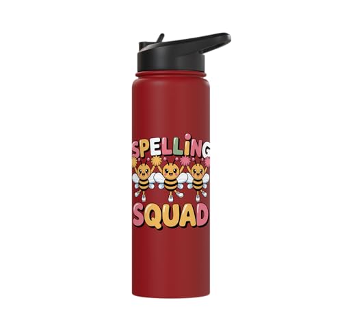 Spelling Squad Teacher Student Coach Classroom Stainless Steel Insulated Water Bottle - color: Red