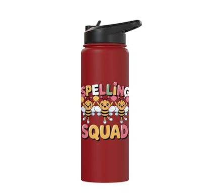 Spelling Squad Teacher Student Coach Classroom Stainless Steel Insulated Water Bottle - color: Red