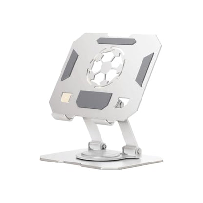 Double Axises Height Adjustable Foldable Tablets Holder with Rotating Base Carbon Alloy Design - color: White