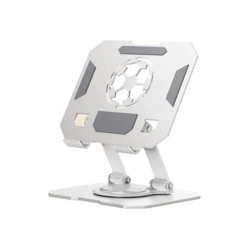 Double Axises Height Adjustable Foldable Tablets Holder with Rotating Base Carbon Alloy Design - color: White