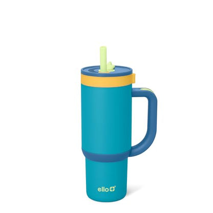 Ello Oasis 18oz Insulated Stainless Steel Kids Tumbler with Straw, Glacier | Leakproof kids tumbler with handle and retracting straw. BPA-free, keeps drinks cold, cupholder friendly for school. - color: Glacier, size: 18 Ounces