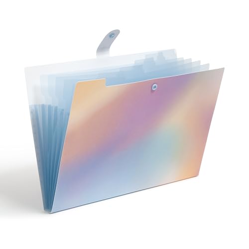 U Brands Poly 6 Pocket Expandable Folder with Tabs, Lucent Dreams Pastel, 1 Count, 1/5-cut tabs and 14 Blank Adhesive Labels - color: Pastel