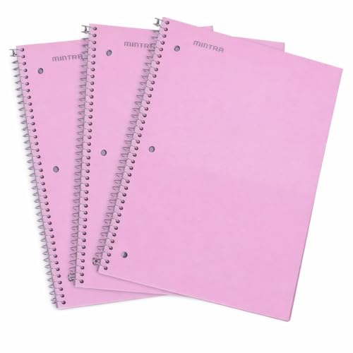 Mintra Office Durable Spiral Notebooks, 1 Subject - Colorful, Quality, Writing Pad for School, College and Business (Spring Pink, College Ruled 3pk) - color: Spring Pink, size: College Ruled 3pk