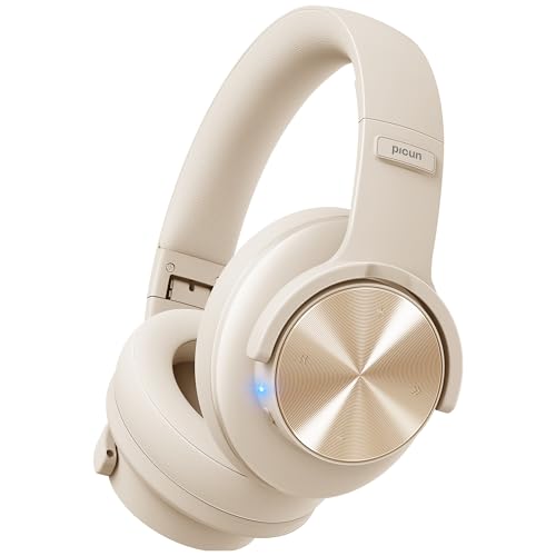 Picun B8 Bluetooth Headphones, 120H Playtime Headphone Wireless Bluetooth with 3 EQ Modes, Low Latency, Hands-Free Calls, Over Ear Headphones for Travel Home Office Cellphone PC Khaki White - color: Khaki White
