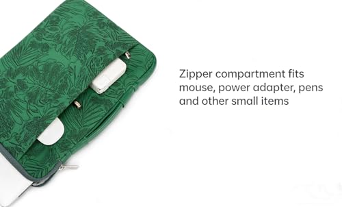 Kinmac Embossed PU Leather 360° Heavy Duty Protective Laptop Sleeve with Poacket (Green Leaves, 16 inch-16.2 inch) - color: Green Leaves, size: 16 inch-16.2 inch