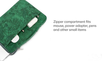 Kinmac Embossed PU Leather 360° Heavy Duty Protective Laptop Sleeve with Poacket (Green Leaves, 16 inch-16.2 inch) - color: Green Leaves, size: 16 inch-16.2 inch