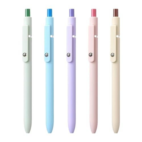 5Pcs Retractable Gel Pen Quick Drying Journaling Pen Smooth Writing for Kid Student Adult Writing Journaling - color: Preppy