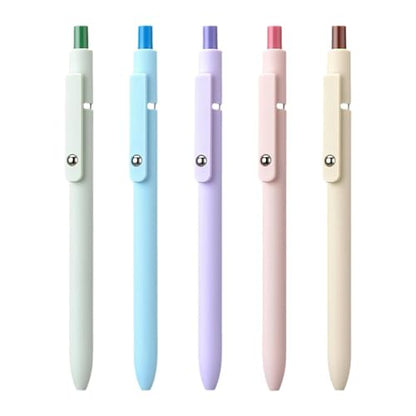 5Pcs Retractable Gel Pen Quick Drying Journaling Pen Smooth Writing for Kid Student Adult Writing Journaling - color: Preppy