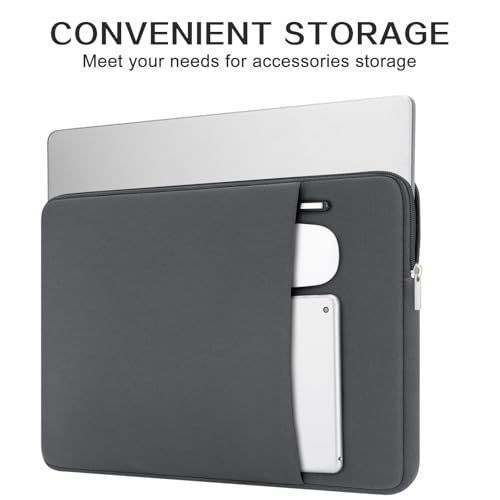 RAINYEAR Laptop Sleeve Case Compatible with 13.3 Inch Notebook Computer Chromebook 14" MacBook Pro/Max M1 M2 M3 M4 M5 Cover Soft Bag with Front Pocket & Accessories Pouch (Gray, Upgraded Version) - color: Gray(Upgraded Version), size: 13"-13.3"