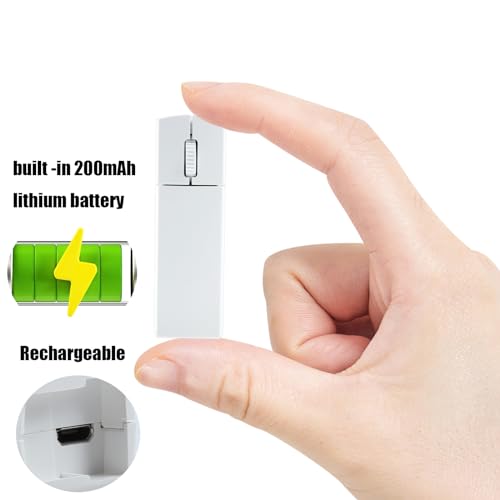 elec Space Wireless Mini Finger Mouse - Silent Dual-Mode Bluetooth & 2.4GHz, Ergonomic Portable PC Mice with Case, Compatible with MacBook and Chromebook - color: White