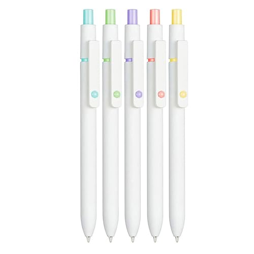 5Pcs Retractable Gel Pen Quick Drying Journaling Pen Smooth Writing for Kid Student Adult Writing Journaling - color: Preppy