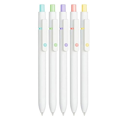 5Pcs Retractable Gel Pen Quick Drying Journaling Pen Smooth Writing for Kid Student Adult Writing Journaling - color: Preppy