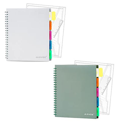 5 Subject Notebook - Spiral Notebook, College Ruled Notebook With Dividers Pocket, Tabs, 11" Ruler, 200 Pages