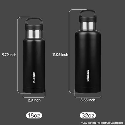 BJPKPK Insulated Water Bottle 32OZ Stainless Steel Water Bottle with Handle Double Walls Vacuum Insulated BPA Free Flask, Black - color: Black, size: 32 Ounces
