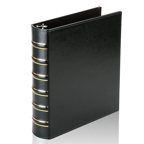 LETVPVOW Vintage Hardback 3 Ring Binder 1.5 Inch, Professional Leather Binder 3 Ring, Three Ring Binders Fits 8.5 x 11, D Ring Binders for Photo Album, Home, School and Office Supplies- Dark Green - color: Green, size: 1.5 Inch, style: 1 PCS
