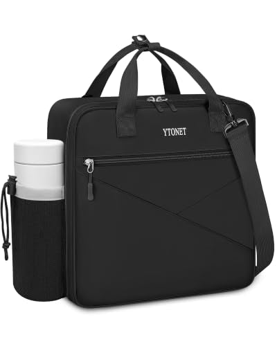 Ytonet Zipper Binder Bag, 2 Inch 3 Ring Binder with Zipper Fit 14 Inch Laptop, 500 Sheets Capacity Zippered Binders with Shoulder Strap & Removable O-Ring Pad for College, Office, Work, Black - color: 2 In-full Black