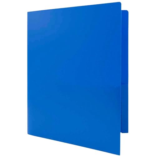 JAM PAPER Heavy Duty Plastic 2 Pocket Extra Tough School Folders - Blue - 3/Pack - color: Blue, size: 3 Per Pack