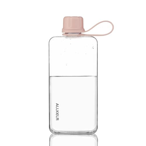 Portable Flat Water Bottle, 13.5 oz, Pink | BPA-Free Tritan, leakproof, slim fit for purses, lightweight for hiking, backpacking, travel - color: Pink, size: 13.5 Ounces