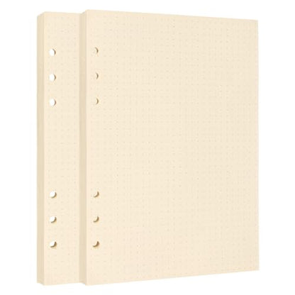 A5 Binder Refill Paper, 6-Hole Dot Grid, 160 Sheets No Bleed | 160 Sheets/320 Pages, Dot Grid Ruled Paper, Thick No Bleed Through, A5 6-Ring Binder Planner Refill Inserts - style: Dotted Paper