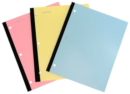 Mintra Bound Notebook 3pk - 80 Sheets - College Ruled (Arctic Ice, Sun Yellow, Spring Pink) - color: Arctic Ice, Sun Yellow, Spring Pink