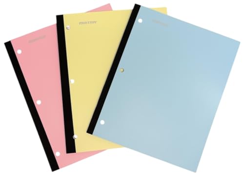 Mintra Bound Notebook 3pk - 80 Sheets - College Ruled (Arctic Ice, Sun Yellow, Spring Pink) - color: Arctic Ice, Sun Yellow, Spring Pink