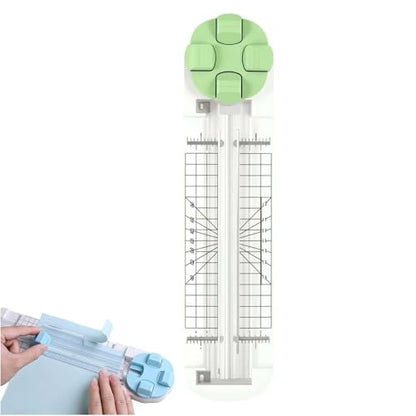 4 in 1 Paper Cutter, 4 Paper Cutting Methods (Straight Line, Wavy, Dotted, Folded Lines), Plus Side Ruler，Plastic (Green) - color: Green
