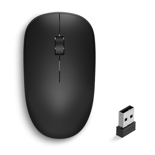 Wireless Mouse, 2.4GHz Computer Mice with USB Receiver, Portable Battery Powered Cordless Mice for Laptop, PC, Desktop, Mac, Chromebook - Black - color: Black