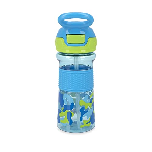 Nuby Thirsty Kids Flip-It No-Spill Toddler Sippy Cup with Soft Spout - 12 oz - 18+ Months - Aqua Camo - Back to School Essentials - color: Aqua Camo, size: 12 Ounces