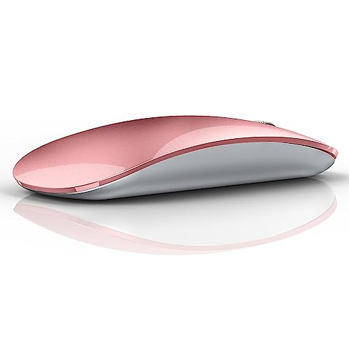 TENMOS M18 Bluetooth Mouse, USB C Rechargeable Wireless Mouse, Triple Mode (Dual Bluetooth+USB) Computer Silent Mice Portable with USB Receiver Type C Adapter for Laptop/MacBook/iPad/PC- Rose Gold - color: rose gold