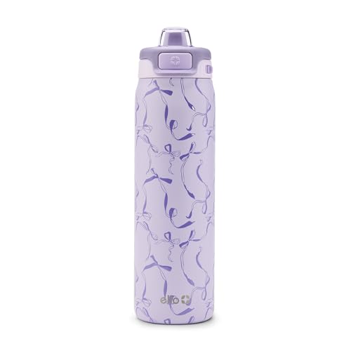 Ello Pop & Fill Insulated Stainless Steel Water Bottle with Quick Fill Lid, Leakproof Locking, Sip or Chug Spout, BPA-Free, Double Wall Vacuum Insulated for Sports, Travel & School- 22oz / 32oz / 40oz - color: Take a Bow, style: 22oz