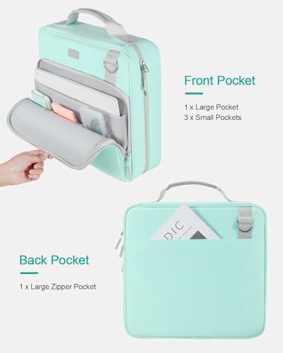 3-Inch 3-Ring Zipper Binder with Shoulder Strap and Multiple Pockets | D-Ring Zip Up Binder with 700 Sheets Capacity, Compatible with 13" MacBook/Tablet, for Middle School, Office, Mint Green - color: Mint Green
