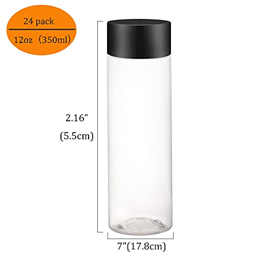 zmybcpack 24 Pack 12 OZ (350 ml) Clear PET Plastic Juice Bottles With Caps- - Plastic Smoothie Bottles-Reusable Bulk Beverage Containers with Lids For Juice, Milk and Other Beverage - size: 12 OZ 24 pack (lids)