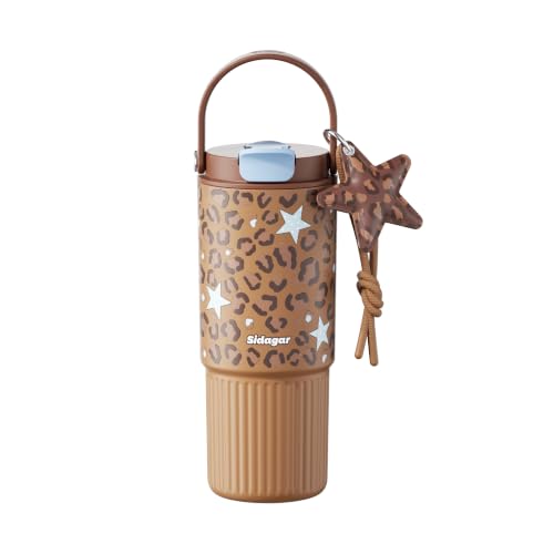 26oz Insulated Water Bottle with Straw & Spout Dual Lid, 316 Stainless Steel Tumbler, - color: Brown