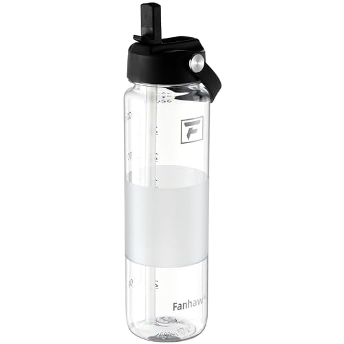Fanhaw 32 oz Clear Water Bottle with Straw Lid - Tritan, BPA-Free, Lightweight, Wide Mouth, Leak-Proof, Perfect for Gym, Travel, School, Office, and Sports(Clear & Black) - color: Clear & Black