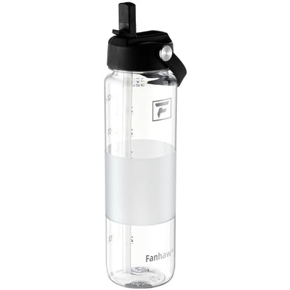 Fanhaw 32 oz Clear Water Bottle with Straw Lid - Tritan, BPA-Free, Lightweight, Wide Mouth, Leak-Proof, Perfect for Gym, Travel, School, Office, and Sports(Clear & Black) - color: Clear & Black
