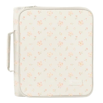 SUNEE Zippered Binder Bag with Handle, 2-Inch 3-Ring O-Ring, 500-Sheet Capacity, Includes Zip Pocket, 5-Tab Expanding File Folder, Multi-Pocket Organizer Binder for Middle School, Pink Little Flower - color: Pink Little Flower