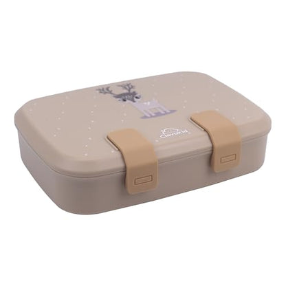Kids Bento Explorer Lunch Box, 3 No-Mix Compartments, Microwave & Dishwasher Safe, Lightweight with Removable Tray, for Daycare, Preschool, School (Dark Brown Toffee ClevaWhity Friend) - color: Dark Brown Toffee ClevaWhity Friend