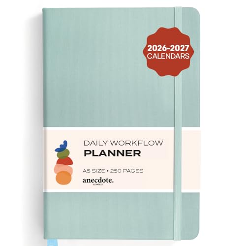 Anecdote Daily Planner w/ 2026-2027 Calendar | Start Anytime 26 Weeks Undated | 1 Page per Day | 8.5" x 5.2" | Hardcover To-Do List Organizer, Plan Your Success, Achieve Productivity Goals (Dutch Blue) - color: Dutch Blue, size: A5 (5.8'' x 8.3'')