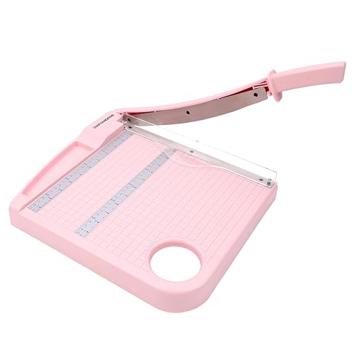 12" Paper Cutter, Precision Cut with Safety Protection and Blade Lock, 12 Sheet Capacity, Great for Cardstock, Cardboard, Photo, Vinyl, Crafts, Scrapbook (Pink) - color: Pink