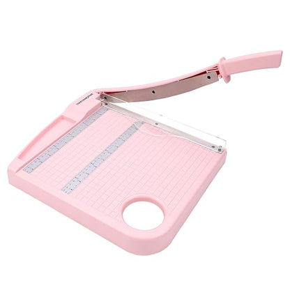 12" Paper Cutter, Precision Cut with Safety Protection and Blade Lock, 12 Sheet Capacity, Great for Cardstock, Cardboard, Photo, Vinyl, Crafts, Scrapbook (Pink) - color: Pink