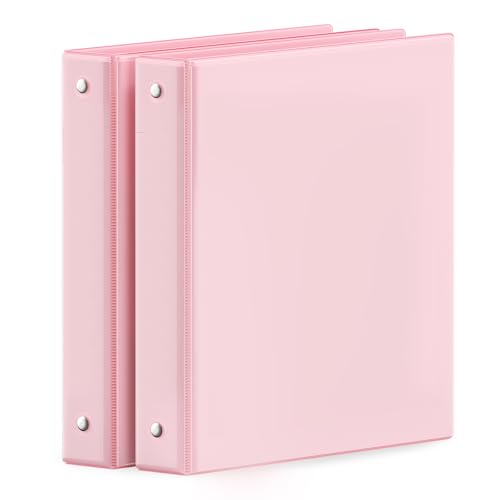 SUNEE 3 Ring Binder 1 Inch 2 Pack, Clear View Binder Three Ring PVC-Free (Fit 8.5x11 Inches) for School or Office Supplies, Pink - color: Pink, size: 1 Inch