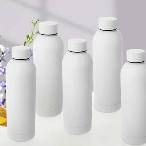 Bokon 10 Pcs Stainless Steel Water Bottle Bulk Teacher Employee Appreciation Gifts School Double Layer Vacuum 17 oz Small Mouth Sport Insulated Metal Reusable Flask Leakproof Lid - color: White