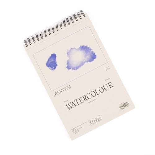 Hartem - Watercolor Paper | Wirebound Pad of 30 Sheets | 300g/m2 Weight | Size A4 (29,7 x 21 cm) - Artist Paper for Adults and Students - Watercolors, Mixed Media, Markers and Art Journaling - size: A4 (29,7 x 21 cm)