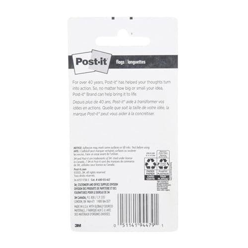Post-it Flags, 60/On-the-Go Dispenser, .94 in Wide, Alternating Electric Glow Collection (680-EG-ALT) (Pack of 2) - size: Pack of 2
