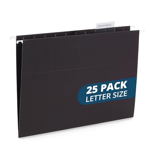 Blue Summit Supplies Hanging File Folders, 25 Reinforced Hang Folders, Designed for Home and Office Color Coded File Organization, Letter Size, Black, 25 Pack - color: Black