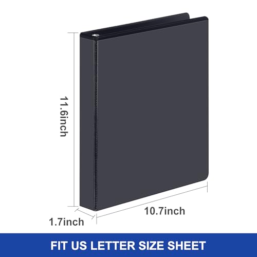 Comix D-Ring Basic View Binder 1 inch 3 Ring Binders, 2.4mm-Thick, Hold 225 Sheets of 8.5" x 11" Paper, 12 Pack (Black) - color: Black, size: 1-Inch, style: 12 Pack